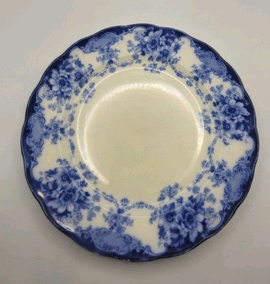 Antique BEXLEY BiSTO England Blue&White Floral 9.5"Scalloped Dinner Plate(24 cm)