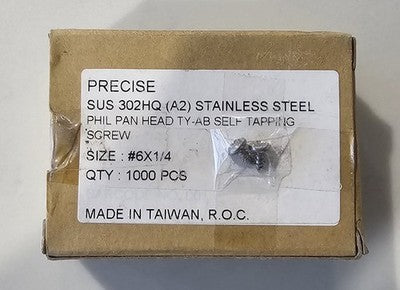 1000pcs #6 x 1/4" Phillips Pan Head Self-Tapping Screws SUS 302HQ A2 Stainless S