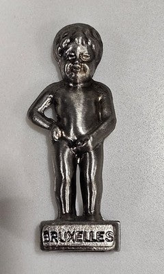 Vintage Manneken Pis Brussels Silver Tone Miniature Figurine Souvenir