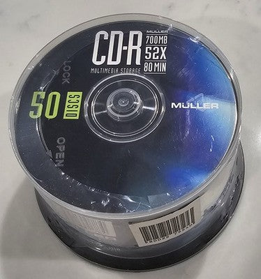 MULLER CD-R 700MB 52X 80MIN Multimedia Storage 50 Discs Spindle New Sealed