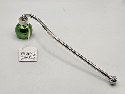 NEW Two's Company Green Ornament Candle Snuffer Metal Bell Christmas Gift NWT