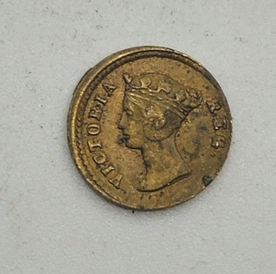 Antique QUEEN VICTORIA BORN CROWNED BRASS MEDAL TOKEN