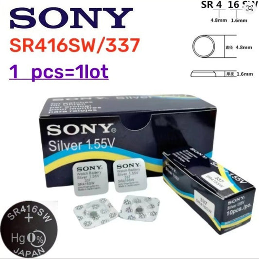 1x Genuine Sony / Murata 337 SR416SW Silver Oxide Button Watch Battery 1.55V