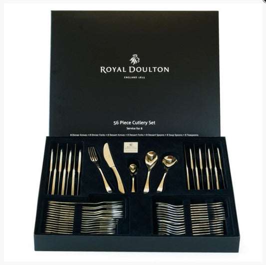 Royal Doulton Lucido 56 Piece Cutlery Set Stainless Steel Rack Box -RRP: AUD$999