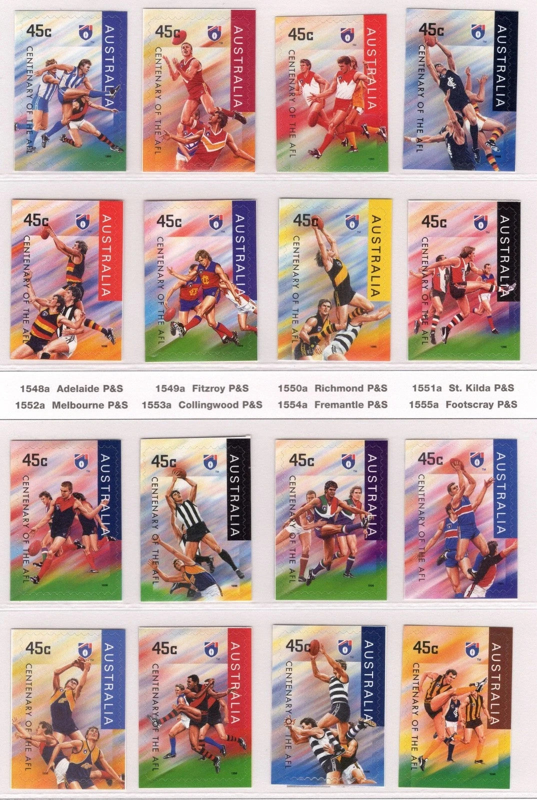 AUSTRALIA 1996 Centenary of the AFL Sheetlet / Mini Sheet of 16