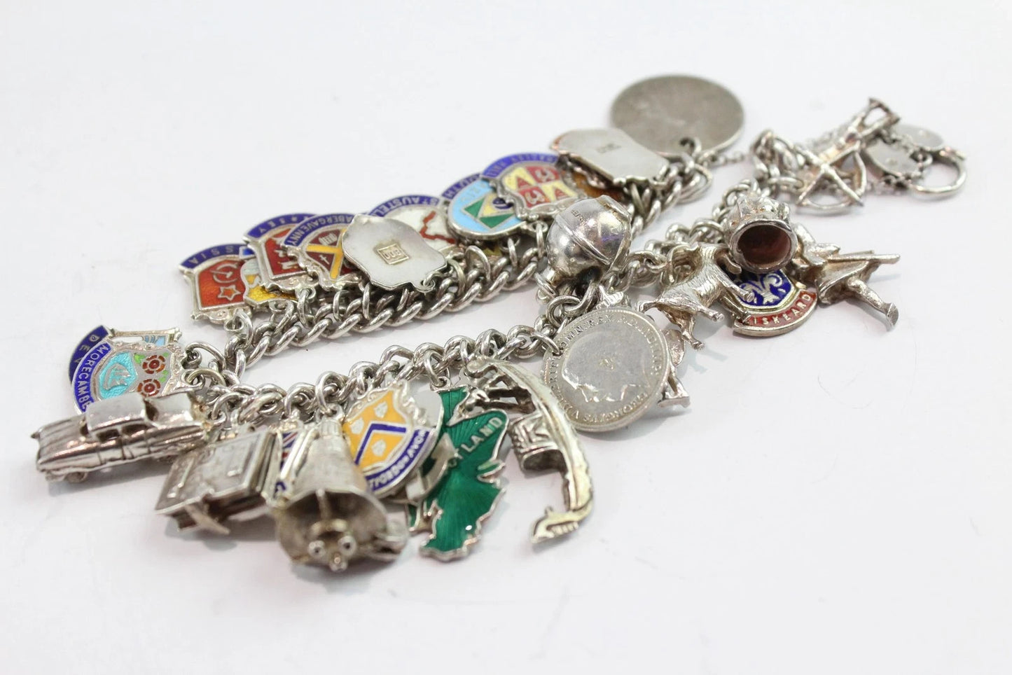 Mixed Grade Silver Charm Bracelet Souvenir Coin Novelty  (74g)