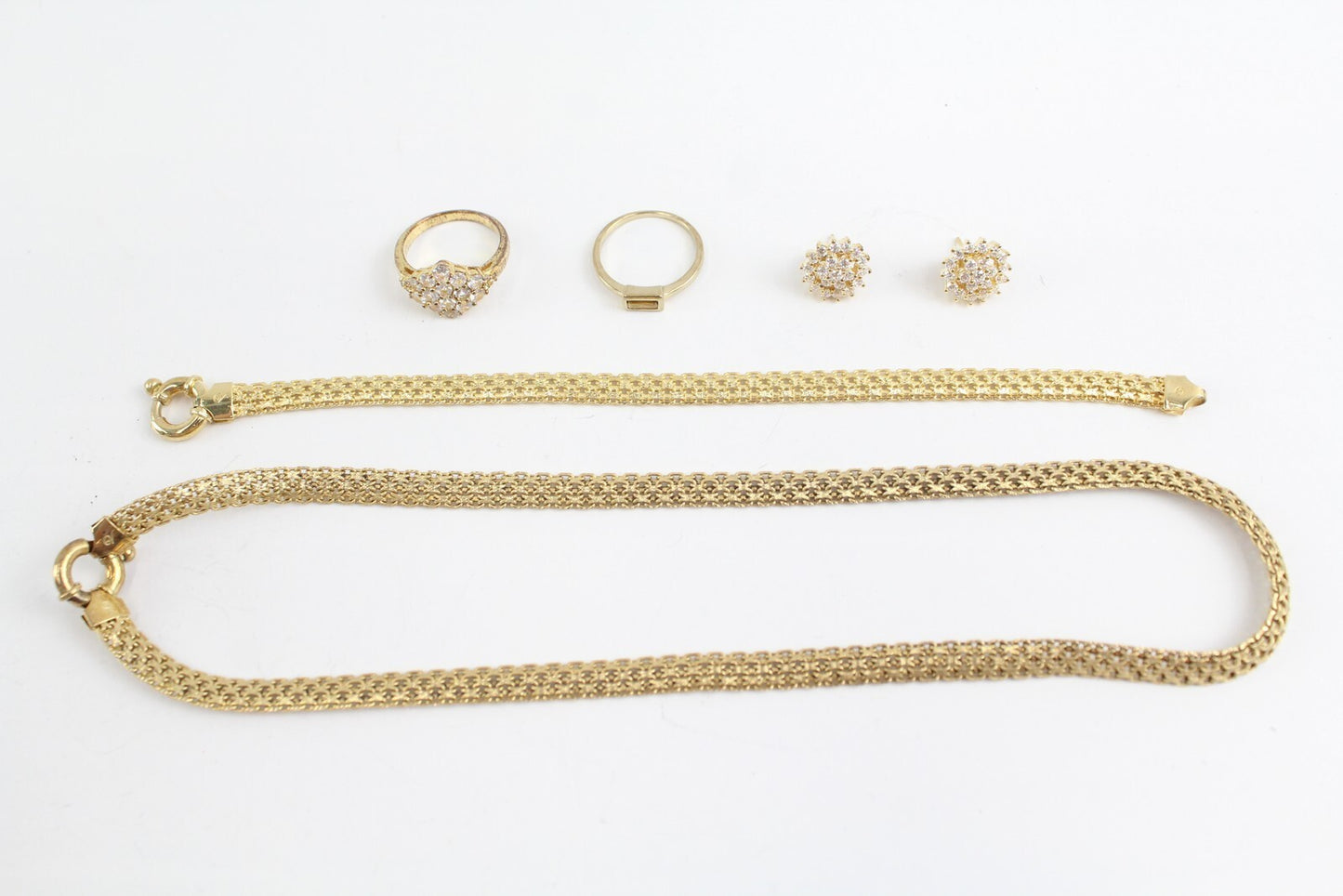 Sterling Silver Gold Tone Jewellery Stone Set Cluster x 5 (37g)