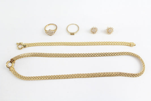 Sterling Silver Gold Tone Jewellery Stone Set Cluster x 5 (37g)