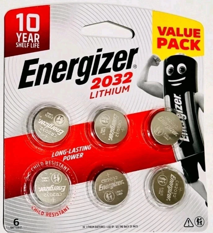 Energizer CR2032 3V Lithium Batteries Original Sealed 6 Pack