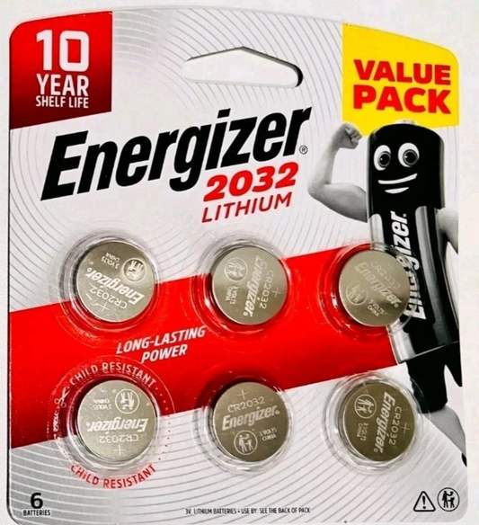 Energizer CR2032 3V Lithium Batteries Original Sealed 6 Pack