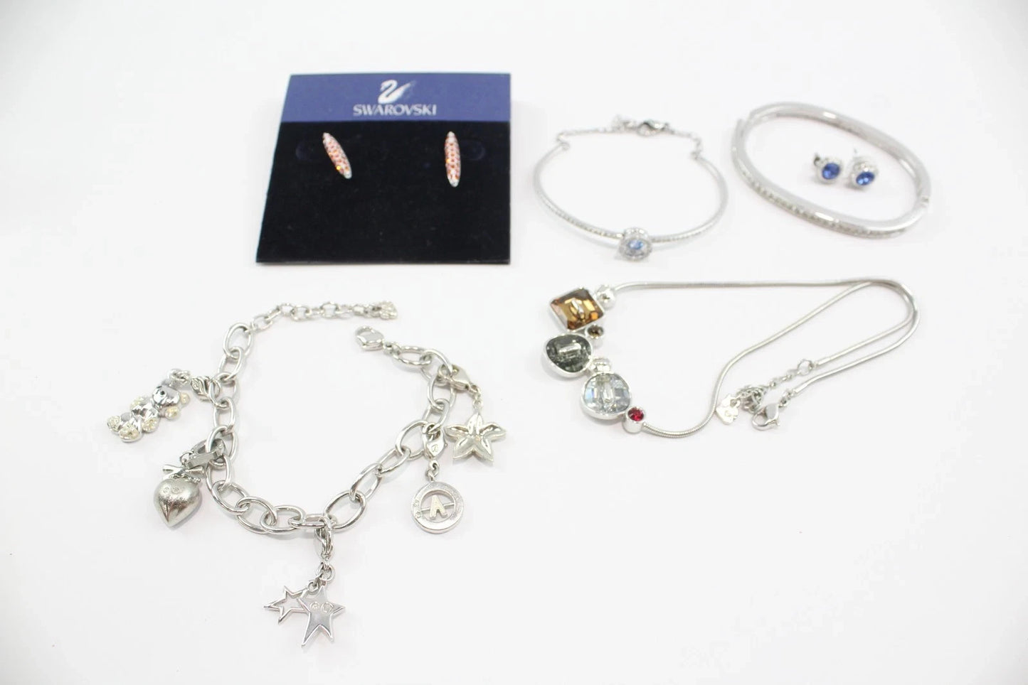 Swarovski Crystal Jewellery Silver Tone Star Faceted Bangle Signed Branded x 6