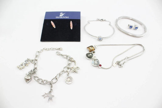 Swarovski Crystal Jewellery Silver Tone Star Faceted Bangle Signed Branded x 6