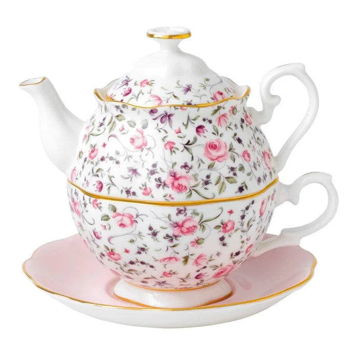 ROYAL ALBERT ROSE CONFETTI TEA FOR ONE NEW - RRP: $299.0