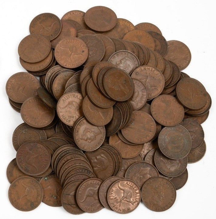 Bulk Lot Australian Half Pennies 1911 - 1960 (160+ Coins) Unsorted