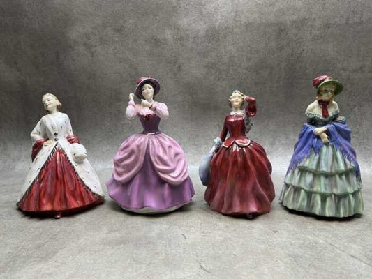 Four Royal Doulton porcelain lady figures 'Lady Pamela', 'Blithe Morning' repair