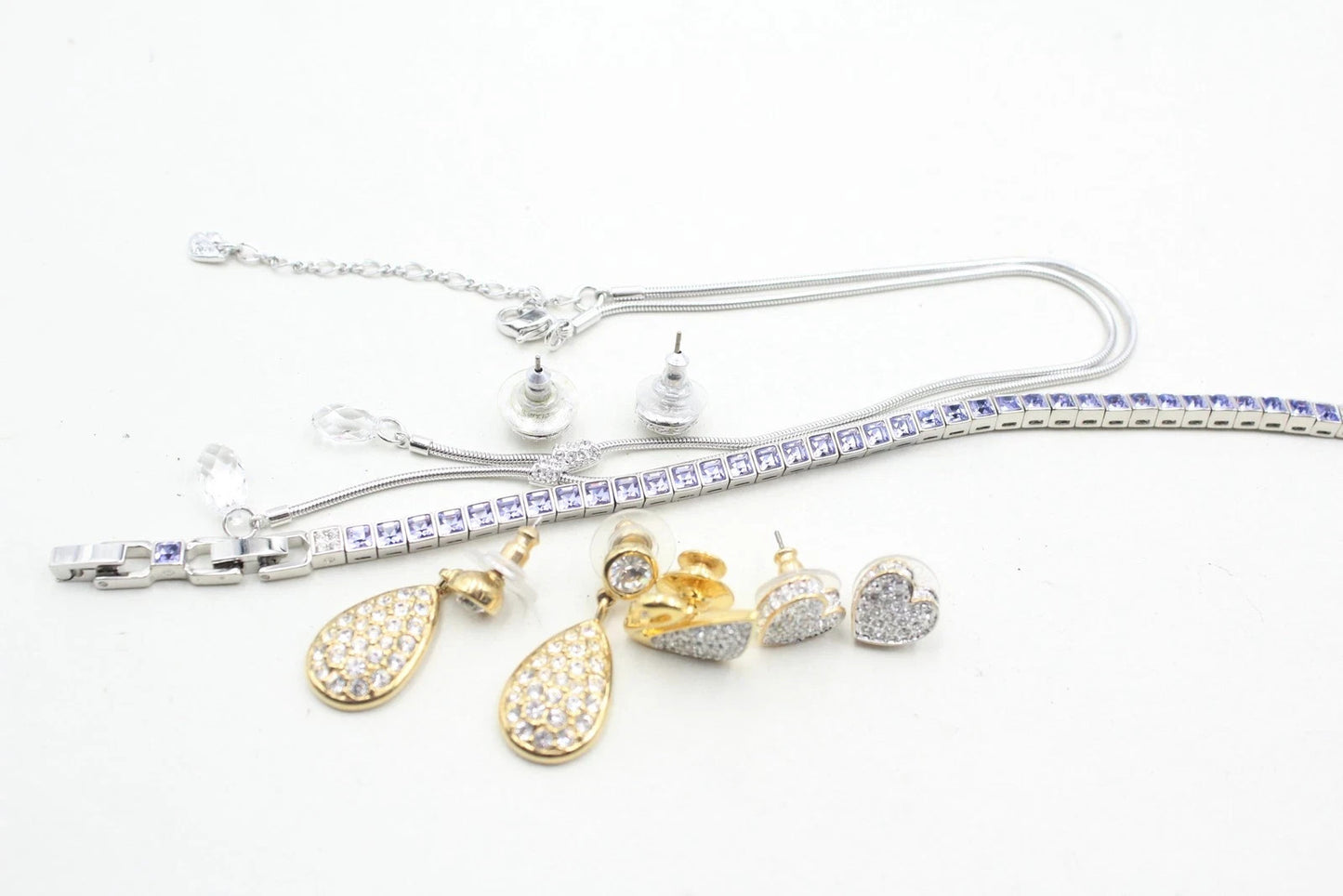Swarovski Crystal Jewellery Tennis Bracelet Swan Heart Signed Branded x 6