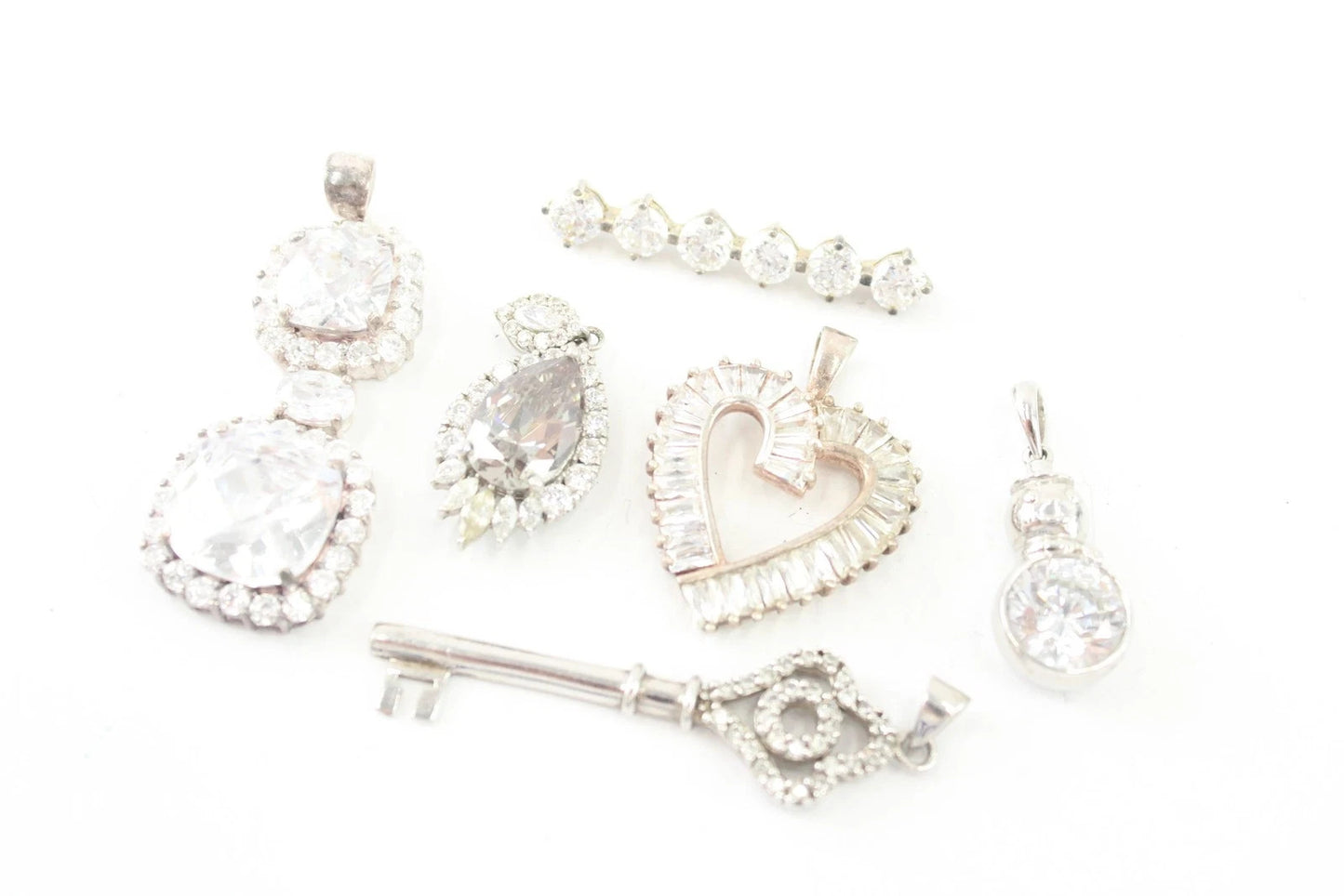 Sterling Silver Pendants Stone Set Key Statement Faceted x 6 (30g)