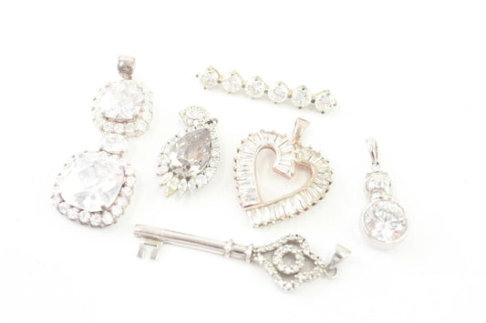 Sterling Silver Pendants Stone Set Key Statement Faceted x 6 (30g)