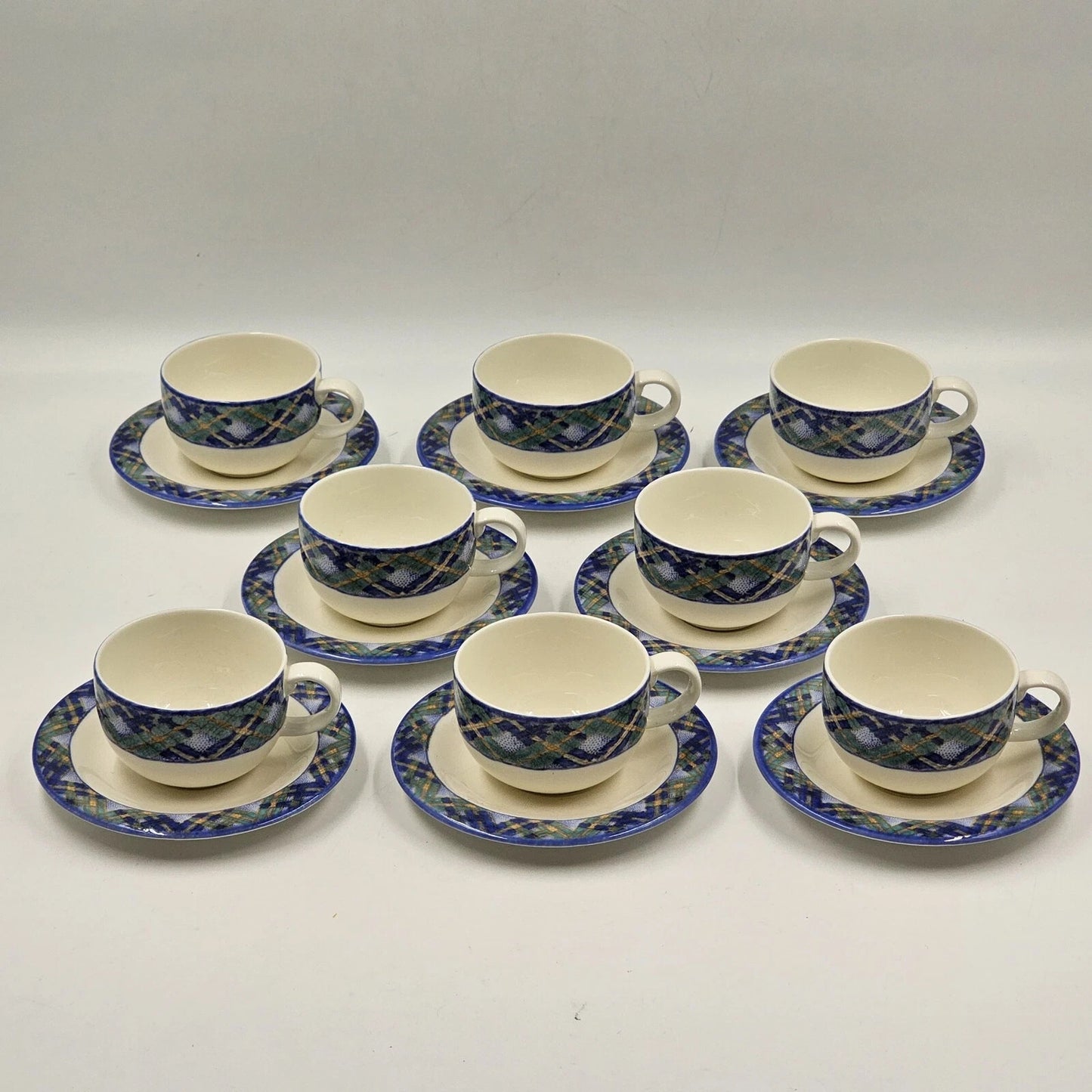 8 x Royal Doulton Everyday Glen Ora Teacup and Saucer Set