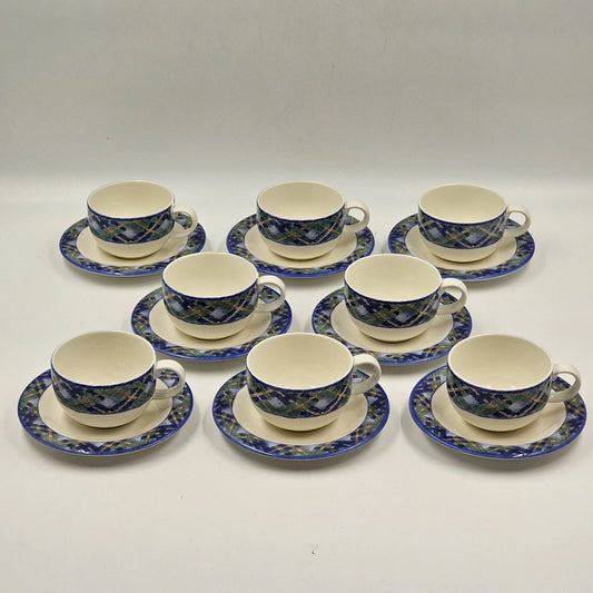 8 x Royal Doulton Everyday Glen Ora Teacup and Saucer Set