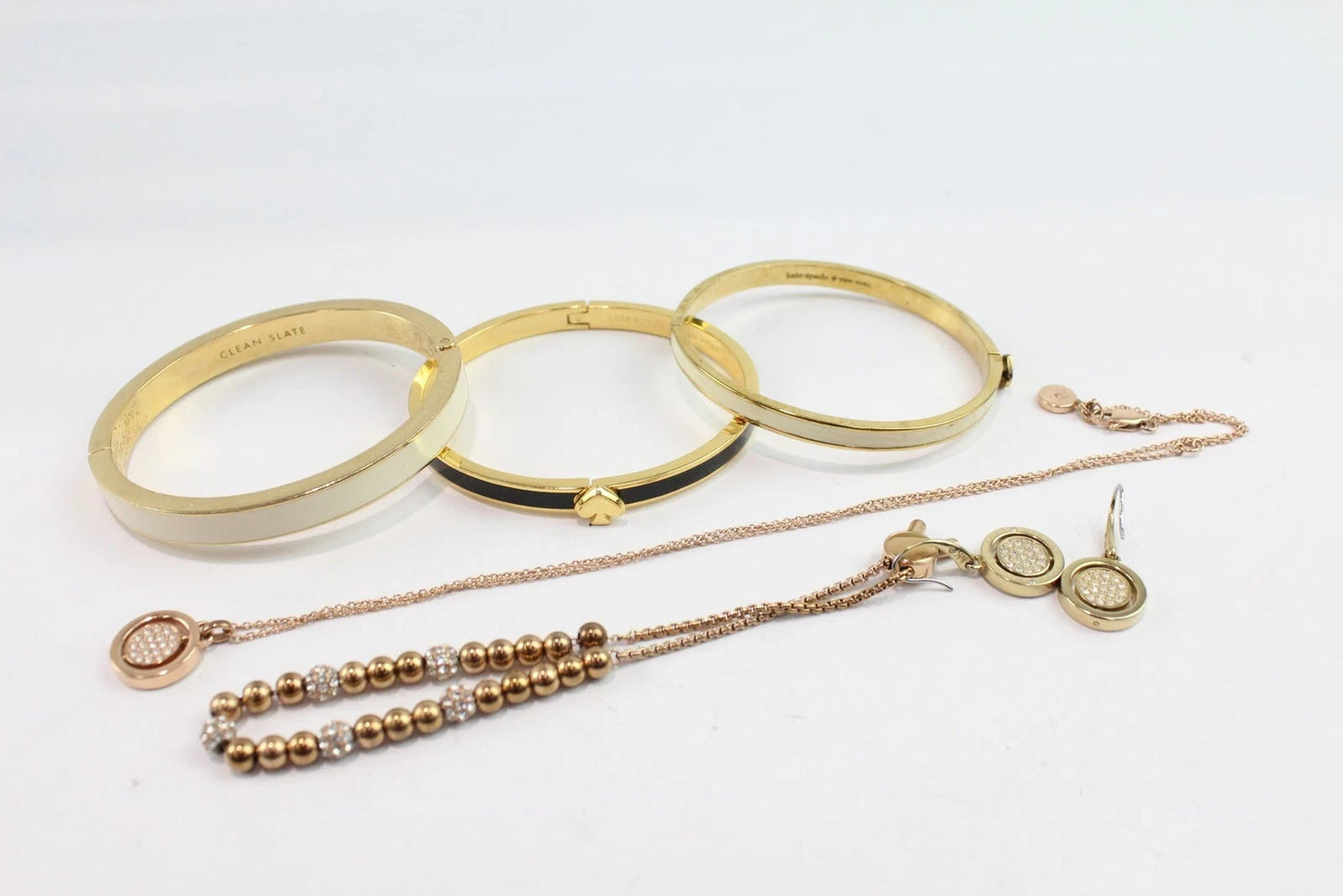 Michael Kors Signed Branded Jewellery Bangles Gold Tone Stone Set Inlay x 6