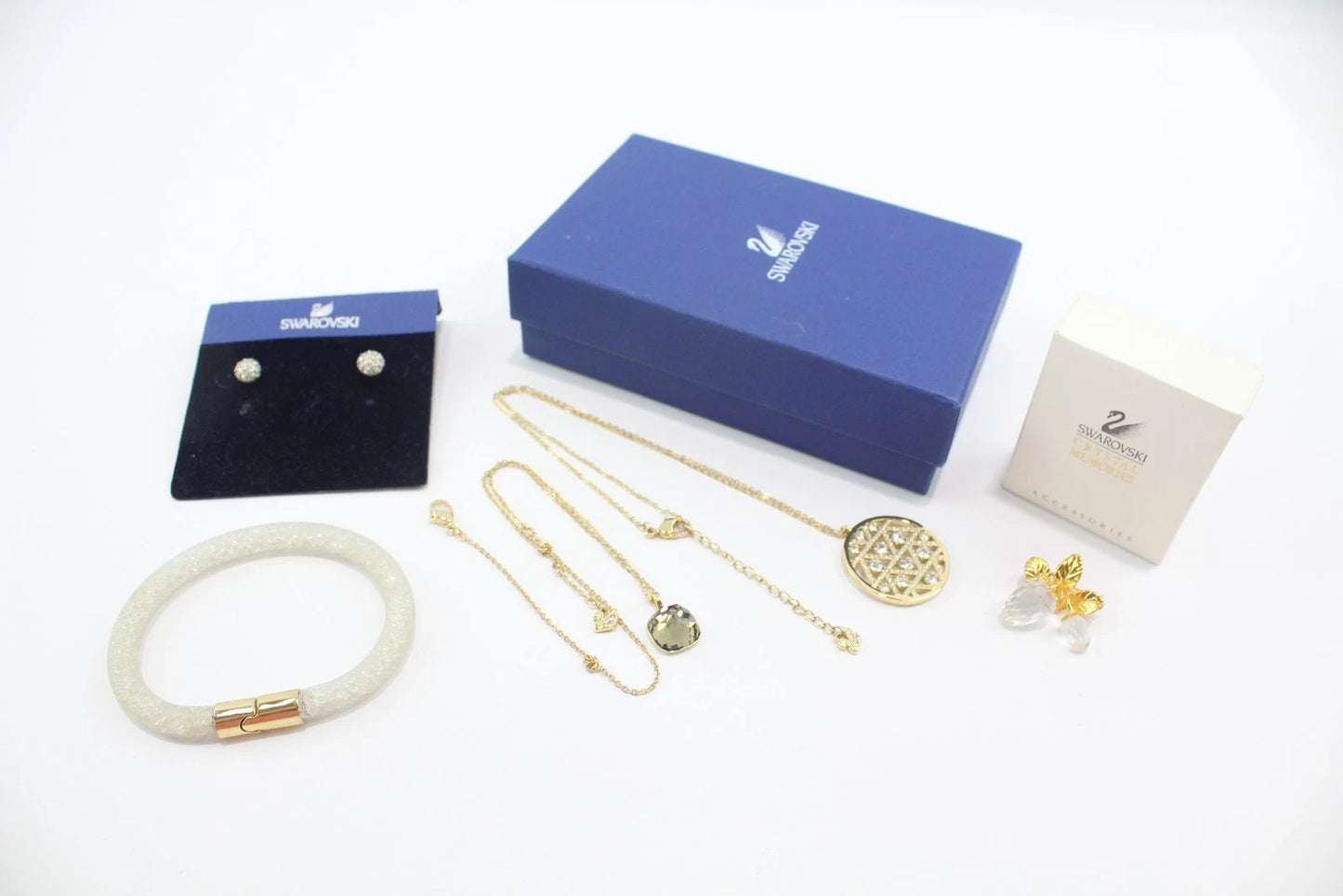 Swarovski Crystal Jewellery Faceted Gold Tone Stardust Signed Branded x 5