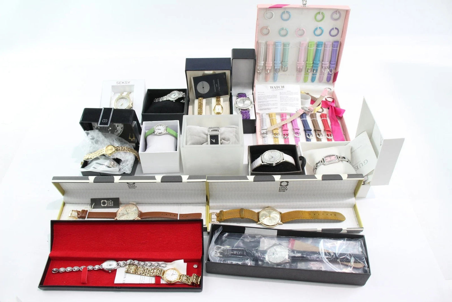 Womens Assorted Boxed Watches Seksy Guess Etc Quartz UNTESTED x 15