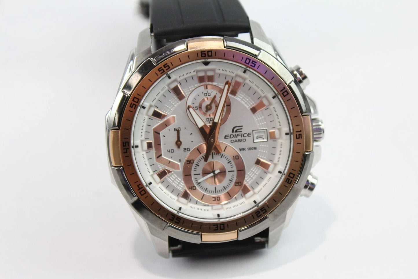 Casio Edifice Chronograph Two Tone Steel Watch Ref EFR-539L Quartz Working