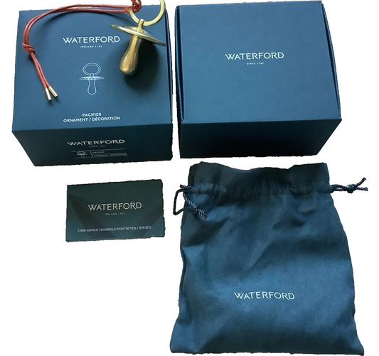 Waterford Christmas Ornament Pacifier Gold Tone 1070351 - New in Box