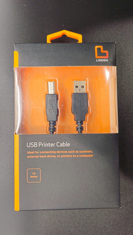 LINDEN 1.8M USB Printer Cable - IDEAL FOR PRINTERS AND SCANNERS