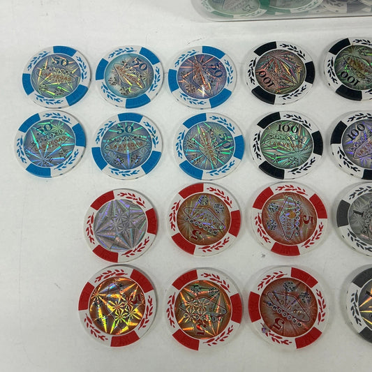 100pcs (1, 5, 25, 50 & 100) Las Vegas Player Poker Chips Various Denominations