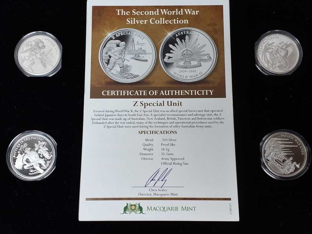 The Second World War silver medallion collection Sixteen medallions mint