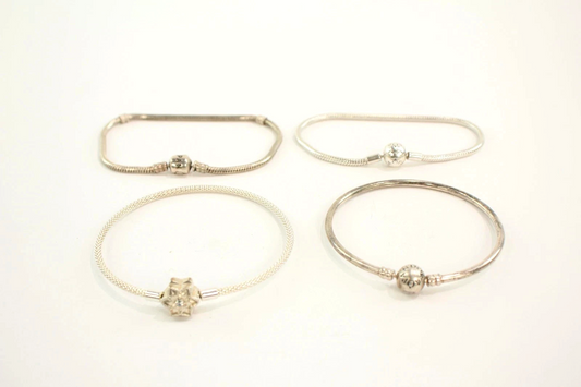 Pandora Sterling Silver Bracelets Star Clasp Ball Clasp Bangle Mesh x 4 (48g)
