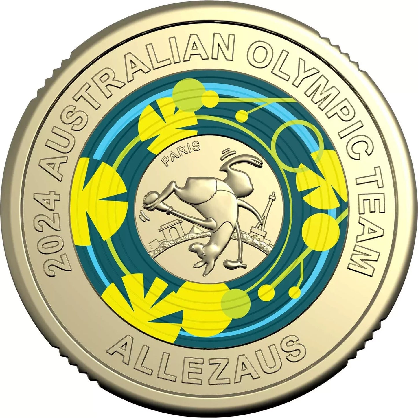 2 * UNC 2024 $2 COLOURED COIN - AUSTRALIAN OLYMPIC TEAM - COMMUNITY