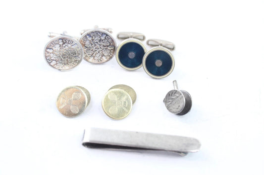 Sterling Silver Gents Accessories Enamel Coins Tennis x 5 (38g)