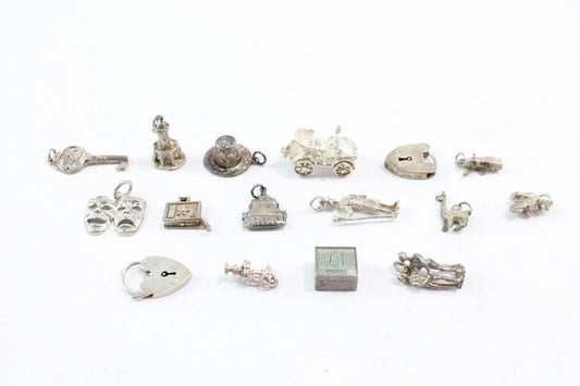 50g Mixed Grade Silver Charms Emergency Money Heart Gate Padlock