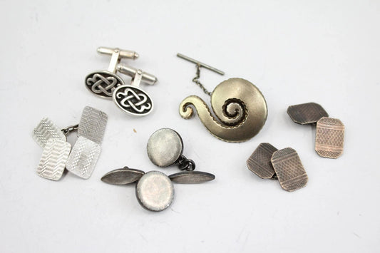 Sterling Silver Gents Accessories Gold on Silver Celtic Cufflinks x 5 (42g)
