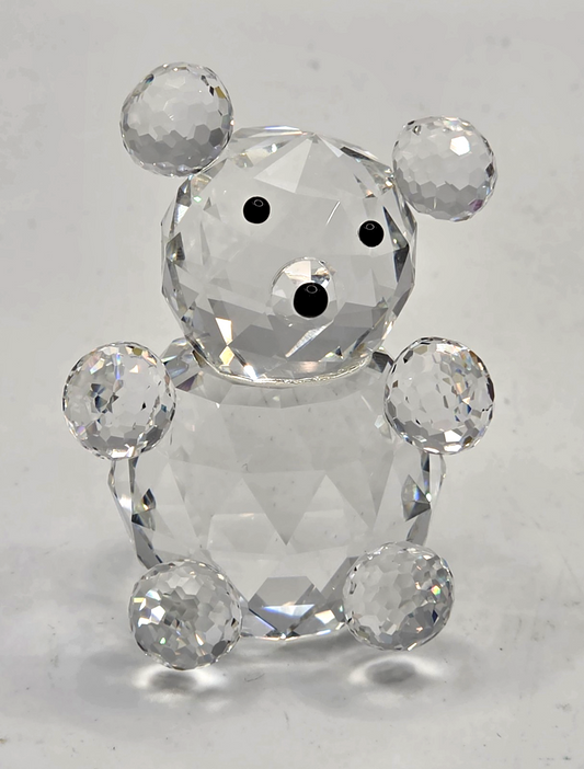 Swarovski Crystal Teddy Bear Figurine Miniature Clear Faceted Retired Glass Art