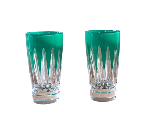 Waterford Crystal New Year Firework Green Shot Glasses Set of 2