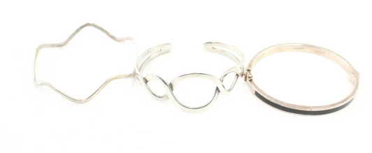 Sterling Silver Bangles Torque Modernist Inlay Cross Over x 3 (50g)