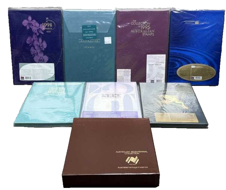 Seven Australian Post yearbooks 1994-2000 and Bi Centennial Collection FV: $338