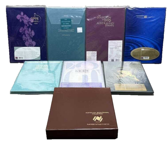 Seven Australian Post yearbooks 1994-2000 and Bi Centennial Collection FV: $338