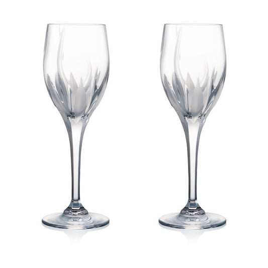 Rogaska Crystal Flame Red Wine Glass Set of 2 Premium Crystal Glasses