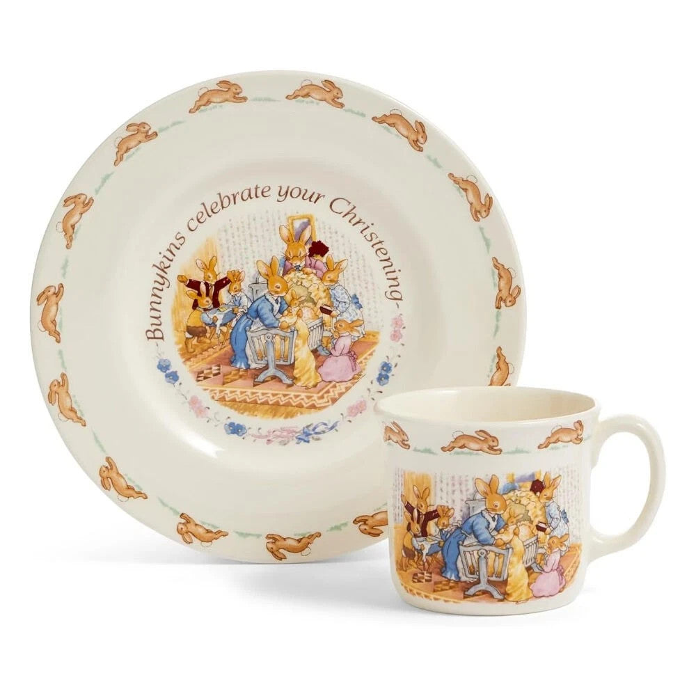 Royal Doulton Bunnykins Christening Mug & Plate 2 Piece Set