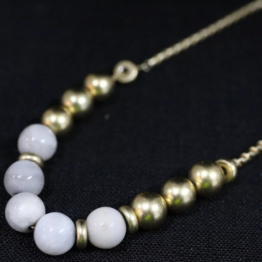 Mimco Yellow Gold & Grey Beaded Bracelet