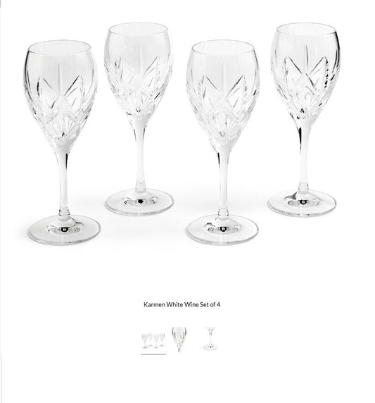Royal Doulton- Karmen x4 Wine S/4 Verre Crystal Glass Set Code 1066302