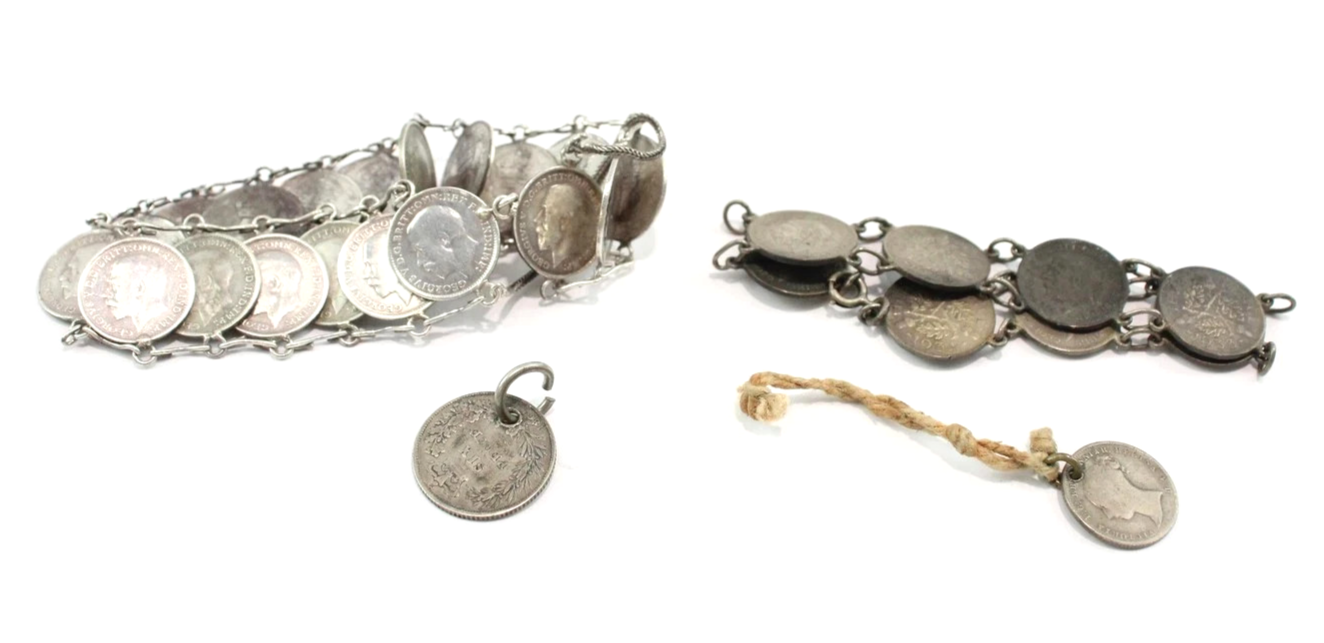 Mixed Grade Silver Coin Jewellery George V George IV Victorian x 4 (49g)