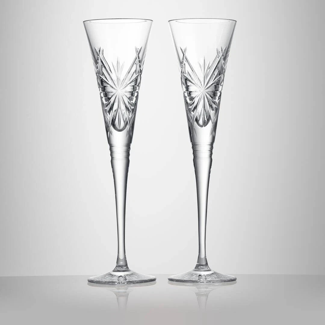 WATERFORD WINTER WONDERS SET OF 2 FLUTES SNOWFLAKES 1077700 - NEW IN BOX RRP$609