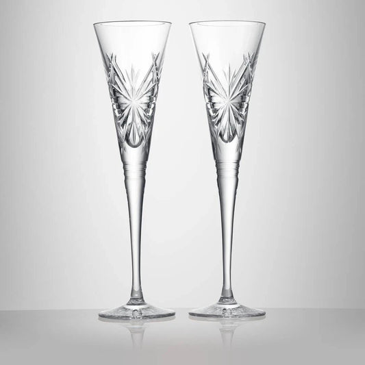 WATERFORD WINTER WONDERS SET OF 2 FLUTES SNOWFLAKES 1077700 - NEW IN BOX RRP$609