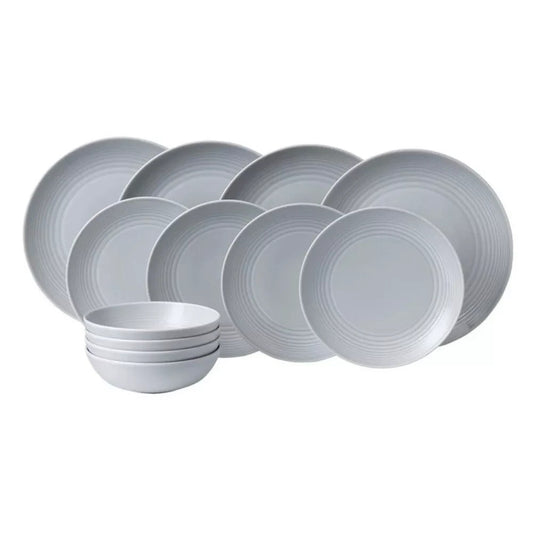 Royal Doulton Gordon Ramsay Maze Light Grey 12pc Dinner Stoneware Set - RRP $239
